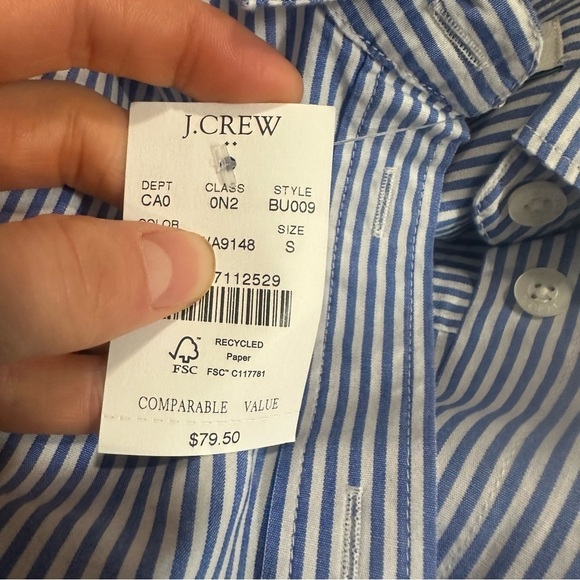 J crew Button-up cotton poplin shirt in signature fit banker blue - Picture 4 of 4